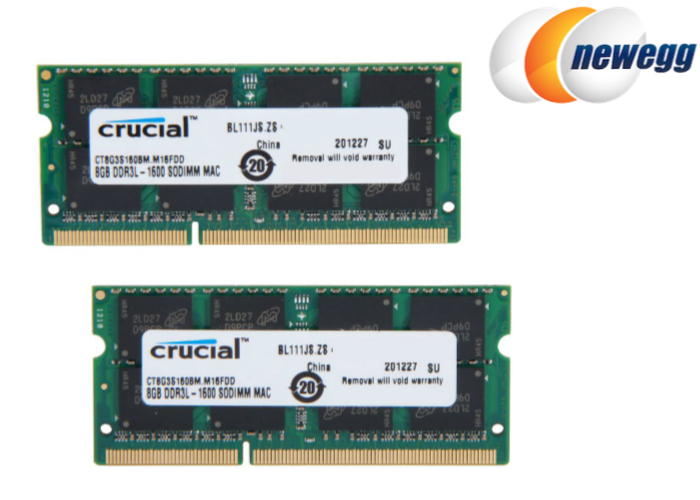 Crucial 16GB DDR3/DDR3L-1600 MHz 204-Pin SODIMM Memory for Mac