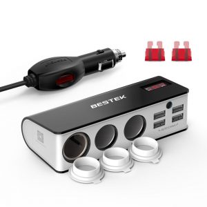 Bộ chia nguồn ô tô cao cấp : 3 tẩu sạc + 4 cổng sạc USB BESTEK Cigarette Lighter Adapter