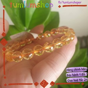 Vòng đeo tay Đá phong thuỷ Thạch Anh vàng cắt giác – Đá tự nhiên 100% trong suốt