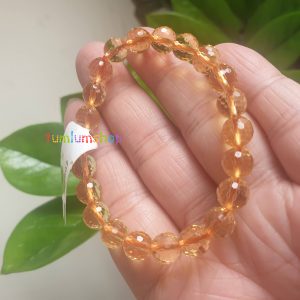 Vòng đeo tay Đá phong thuỷ Thạch Anh vàng cắt giác - Đá tự nhiên 100% trong suốt