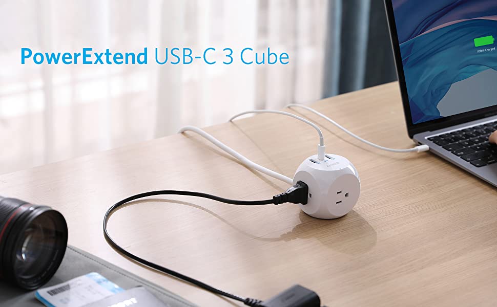 Ổ cắm điện Anker hỗ trợ 1 cổng sạc USB-C PD tới 30W 2 cổng sạc USB-A tới 18W và 3 lỗ cắm điện