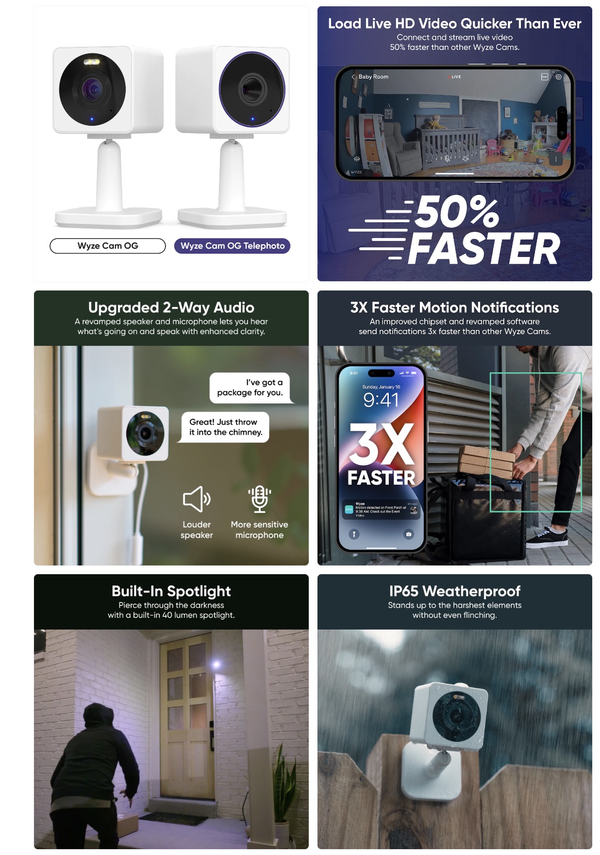 Wyze Cam OG - Bản nâng cấp 2023 của Wyze Cam V3 Camera quan sát trong nhà ngoài trời