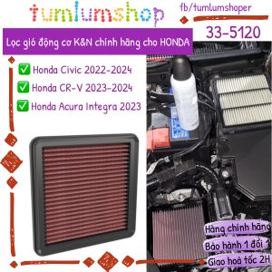 Lọc gió động cơ cho Honda CR-V Civic Acura mã KN 33-5120